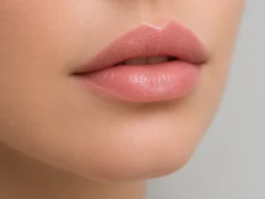 Primer plano de labios de proporción natural tras un perfilado labial con ácido hialurónico